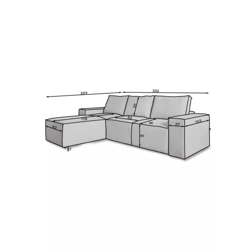 Sila ágyazható dán design sarokkanapé - balos