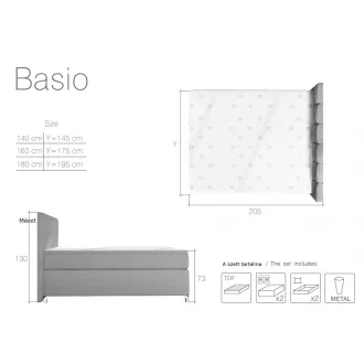   Basio kontinentális ágy led világítással - ágyneműtartóval 140 X 200 - hideghab topperrel