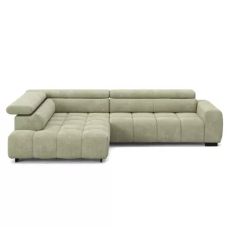   Alberta L-alakú sarokkanapé - balos - zárt - 306 cm X 228 cm - elektromosan mélyíthető ülőfelülettel 