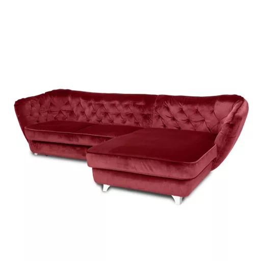 Chesterfield Retro L-alakú ágyazható sarokkanapé - jobbos - nyitott