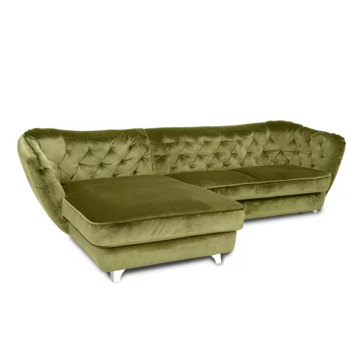 Chesterfield Retro L-alakú ágyazható sarokkanapé - balos - nyitott