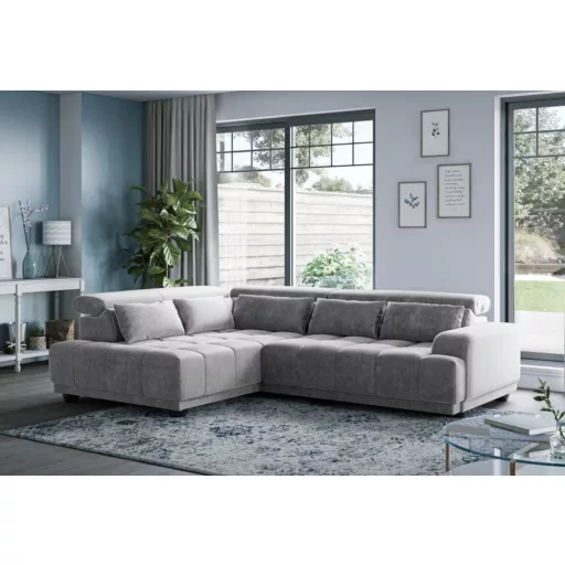 Jade L-alakú sarokkanapé  - balos - nyitott - 270 cm X 203 cm - elektromosan mélyíthető ülőfelülettel 