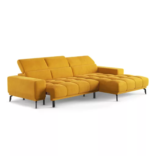 Jomba L-alakú sarokkanapé - jobbos - nyitott - 293 cm X 185 cm - elektromosan mélyíthető ülőfelülettel 
