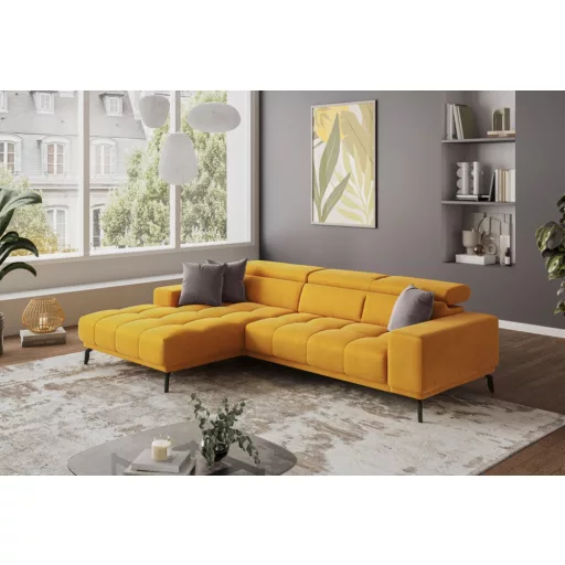 Jomba L-alakú sarokkanapé  - balos - nyitott - 293 cm X 185 cm - elektromosan mélyíthető ülőfelülettel 