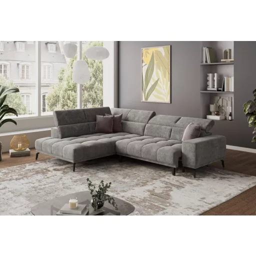 Jomba L-alakú sarokkanapé - balos - zárt - 308 cm X 226 cm - elektromosan mélyíthető ülőfelülettel 