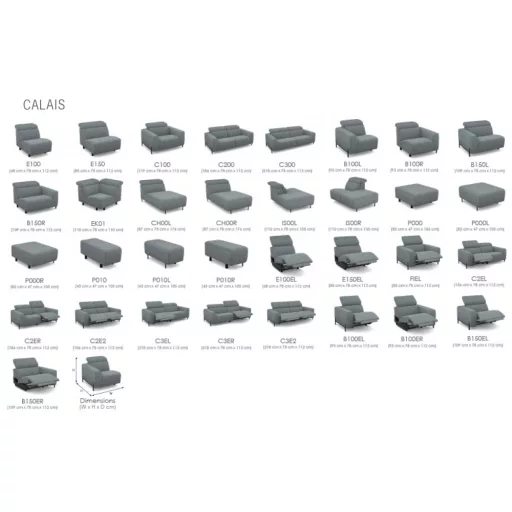 Calais sarokgarnitúra 304 cm X 245 cm - 2 elektromos relax funkcióval - jobb