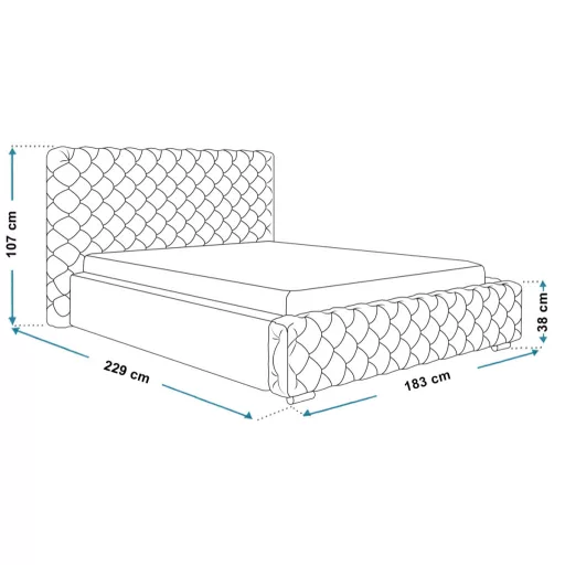 Chesterfield ágykeret 140 X 200 fekvőfelület, ágyráccsal és ágyneműtartóval