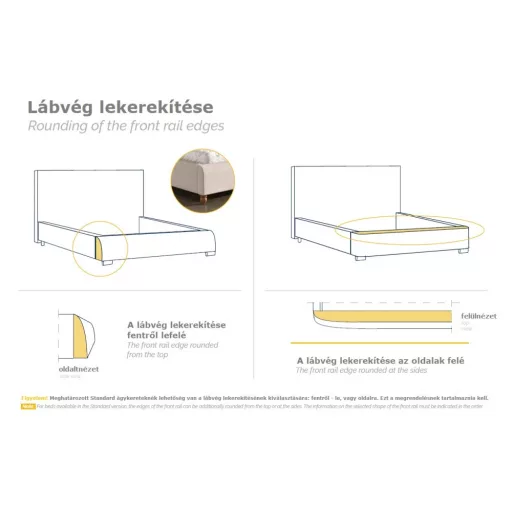 Cliff kárpitozott ágy - 106 cm magas fejvéggel - 160 X 200 fekvőfelület