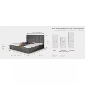   Cortina kárpitozott ágyneműtartós ágy előről nyíló gázrugós ágyráccsal - 106 cm magas fejvéggel - 90 X 200 fekvőfelület