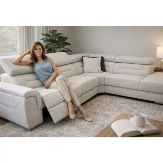   Domino dupla relax motoros sarokgarnitúra 297 cm X 235 cm - jobbos - AquaClean Alpine22 -kiállítási