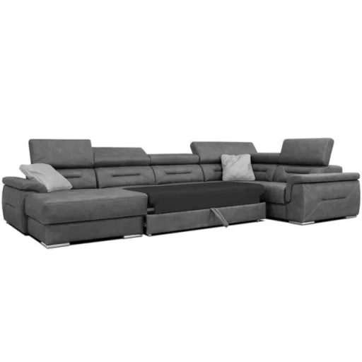 Domino U-alakú ágyazható, ágyneműtartós elektromos relax sarokgarnitúra - 170 cm X 375 X 220 cm - balos