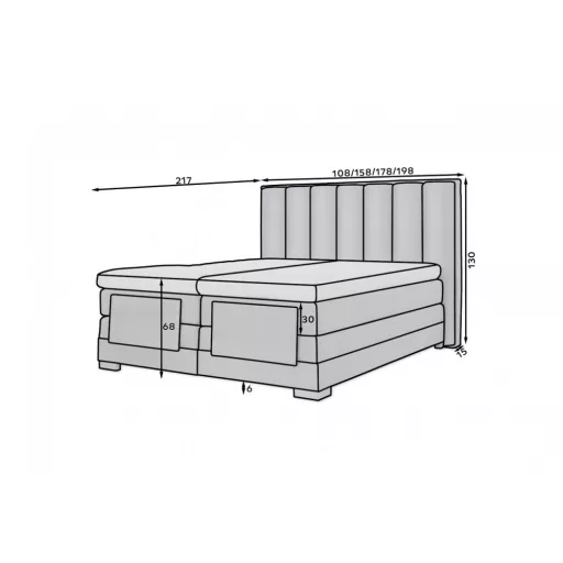 Eros motoros boxspring ágy 180 X 200  hideghab topper