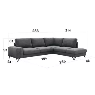   LS Flavio L-alakú ágyazható sarokgarnitúra - jobbos - 283 cm X 214 cm Perfect Harmony04 szövettel - kiállítási kedvezménnyel
