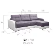 LS Gran ágyazható sarokgarnitúra - jobbos 234 cm X 156 cm