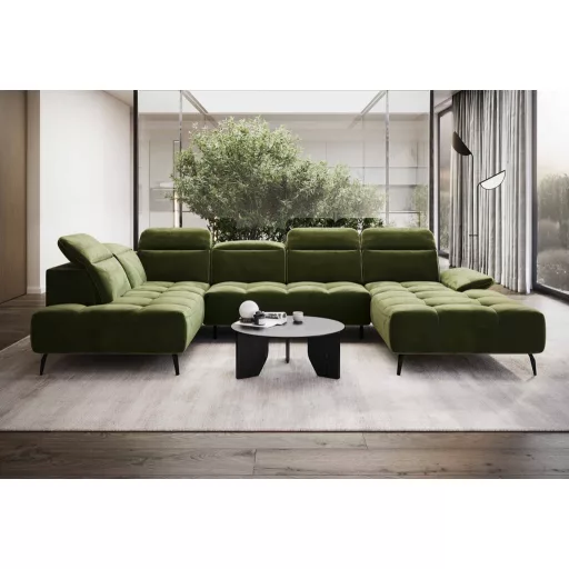 Mason U-alakú sarokkanapé - balos - 207 cm X 349 cm X 207 cm - elektromosan mélyíthető ülőfelülettel