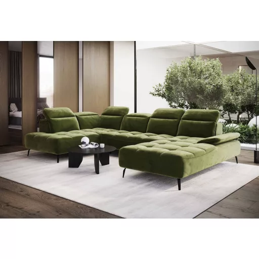 Mason U-alakú sarokkanapé - balos - 207 cm X 349 cm X 207 cm - elektromosan mélyíthető ülőfelülettel