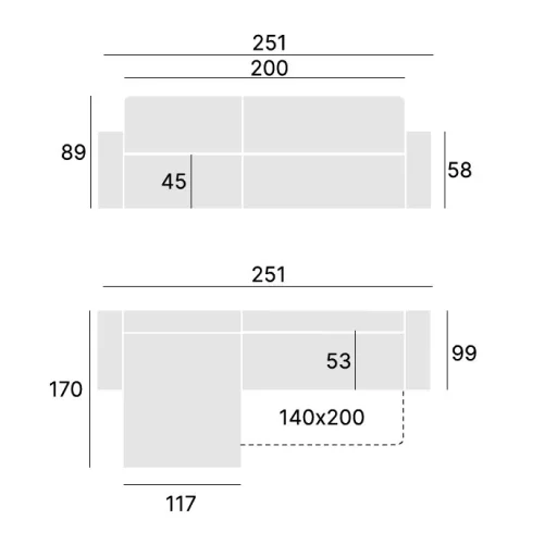 LS Sole L-alakú sarokülő ágyneműtartós és ágyazható - balos 251 cm X 170 cm