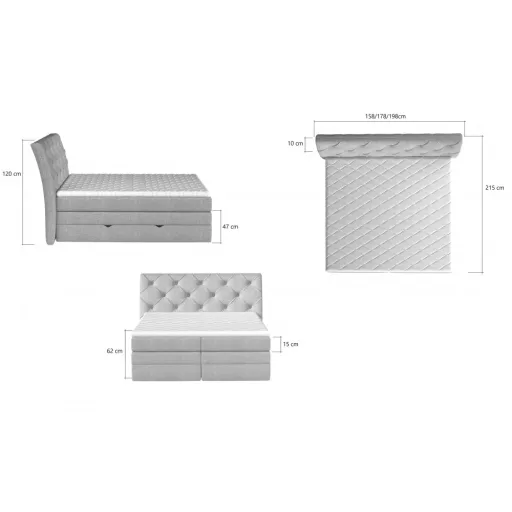 Mibel boxspring ágy 160 X 200 - hideghab topper