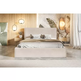  Minimal ágykeret 160 X 200 fekvőfelület, ágyráccsal és ágyneműtartóval, Amor04 bézs Express szállítással
