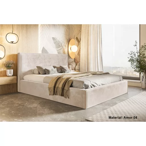 Minimal ágykeret 160 X 200 fekvőfelület, ágyráccsal és ágyneműtartóval, Amor04 bézs Express szállítással