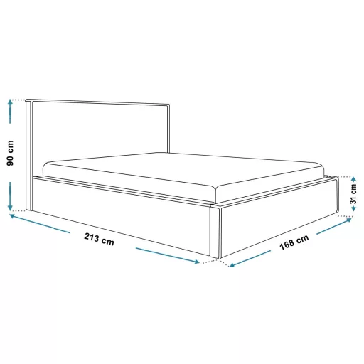 Minimál ágykeret (keskeny) 200 X 200 fekvőfelület, ágyráccsal és ágyneműtartóval