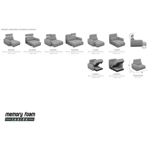 Movi sarokkanapé elektromosan mélyíthető ülőfelülettel 270 cm x 160 cm - jobbos 