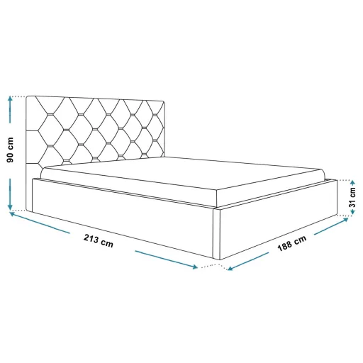 Pécs ágykeret (keskeny) 200 X 200 fekvőfelület, ágyráccsal és ágyneműtartóval