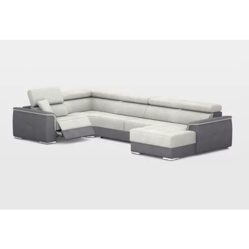 Preston U-alakú ágyazható, ágyneműtartós elektromos relax sarokgarnitúra - 219 cm X 374 cm X 170 cm - jobbos