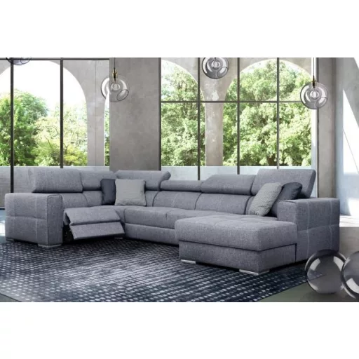 Quartz U-form ágyazható, ágyneműtartós elektromos relax sarokkanapé - 216 cm X 371 cm X 170 cm - jobbos