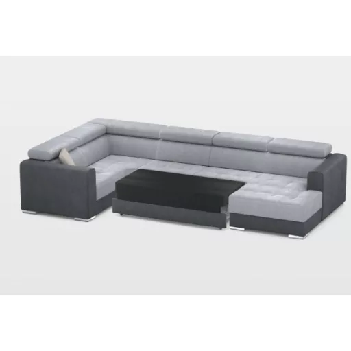 Quartz U-form ágyazható, ágyneműtartós elektromos relax sarokkanapé - 216 cm X 371 cm X 170 cm - jobbos