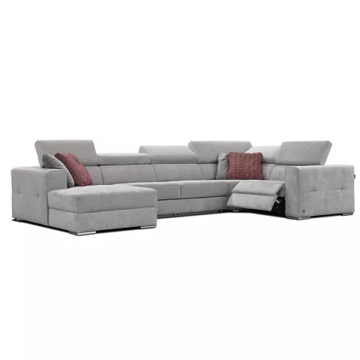 Quartz U-form ágyazható, ágyneműtartós elektromos relax sarokkanapé - 170 cm X 371 X 216 cm - balos