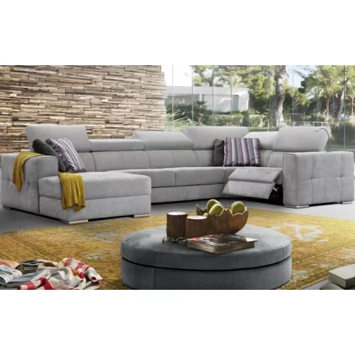 Quartz U-form ágyazható, ágyneműtartós elektromos relax sarokkanapé - 170 cm X 371 X 216 cm - balos
