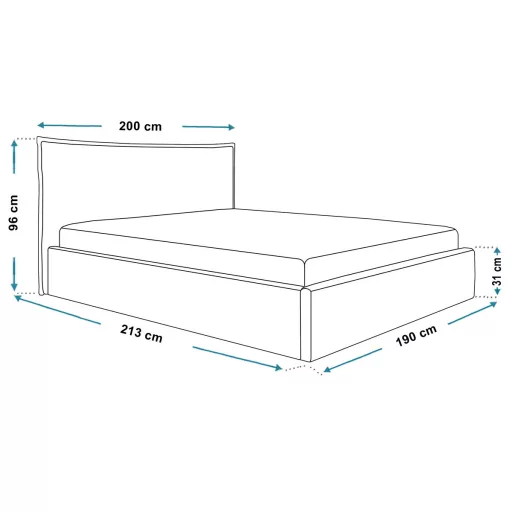 Softline ágykeret (keskeny) 200 X 200 fekvőfelület, ágyráccsal és ágyneműtartóval