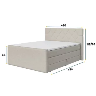 Tomi boxspring ágy ágyneműtartóval 140 X 200