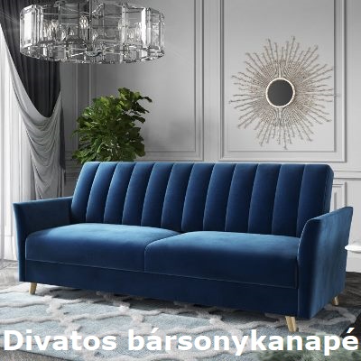 Kihúzható kanapé a nappaliban. Válasszon hozzá divatos bársonyt!