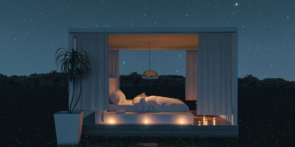 Luxus kinti ágy pergola alatt