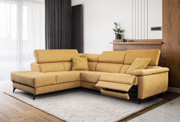 Mona relax sarokgarnitúra sárga színben