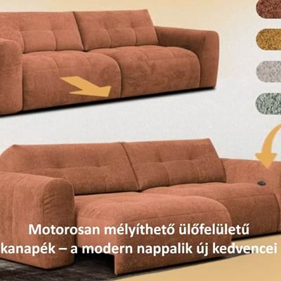 Motorosan mélyíthető ülőfelületű kanapék – a modern nappalik új kedvencei