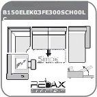 B150EL + EK03 + FE300S + CH00RC U-alakú ágyazható, ágyneműtartós relax sarokgarnitúra