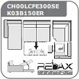 CH00LC + FE300S + EK03 + B150ER U-alakú ágyazható, ágyneműtartós relax sarokgarnitúra