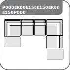 P000EK00E150E150EK00E150P000 - U-alakú sarokkanapé 193 cm x 386 cm X 281 cm - jobbos
