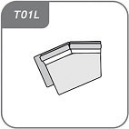 T01L - 2 személyes háttámlás ívelt sarokelem (speciális terminál) - bal