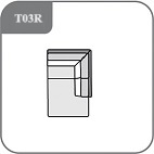 T03R -2 személyes háttámlás sarokelem (terminál) - jobb
