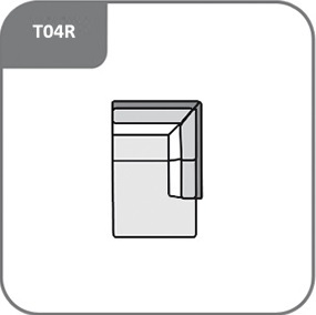 T04R -2 személyes kis háttámlás sarokelem (terminál) - jobb